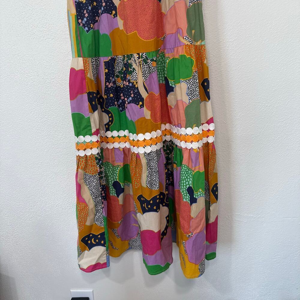CeliaB Phuket Multicolor Abstract Rainbow Scalloped Midi Dress Artcore Small - Picture 4 of 10